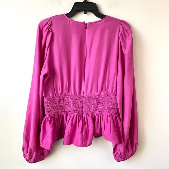 Sea New York Fabiola Silk Peplum‎ Blouse Pink 10 - Picture 5 of 8